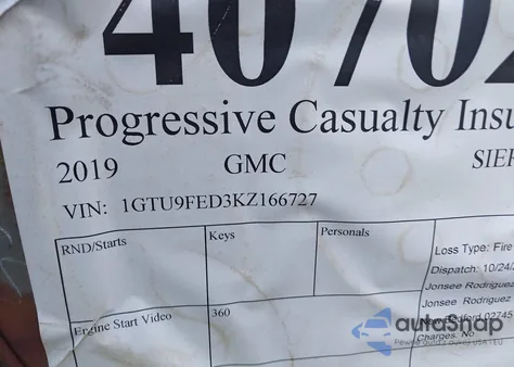 2019 GMC Sierra 1500 Denali from USA, damaged, VIN 1GTU9FED3KZ166727